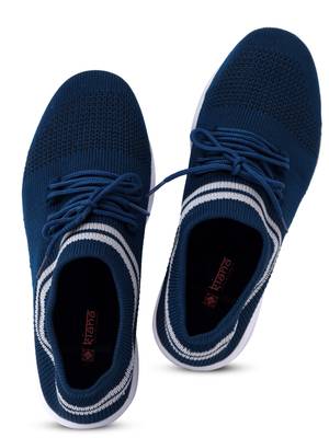 Kiana Women's Blue Canvas Knitted Round Sneaker 3