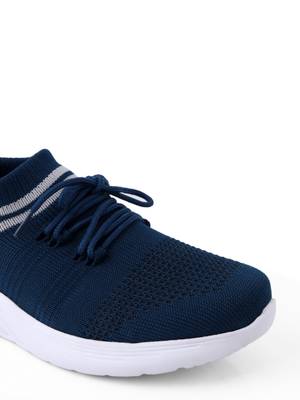 Kiana Women's Blue Canvas Knitted Round Sneaker 4