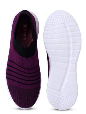 Kiana Women's Purple Canvas Knitted Round Sneaker 2