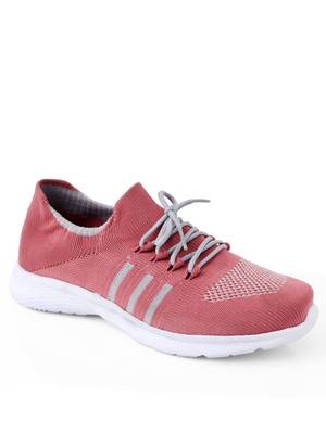 Kiana Women's Peach Canvas Knitted Round Sneaker 1