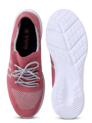 Kiana Women's Peach Canvas Knitted Round Sneaker 2