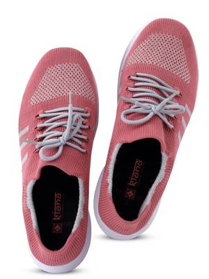 Kiana Women's Peach Canvas Knitted Round Sneaker 3