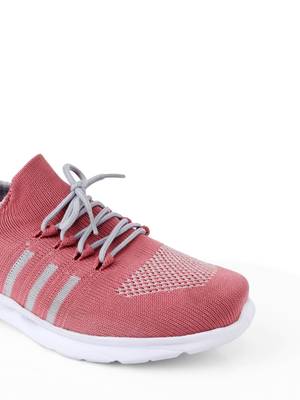 Kiana Women's Peach Canvas Knitted Round Sneaker 4