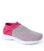 Kiana Women's Grey Pink Canvas Knitted Round Sneaker