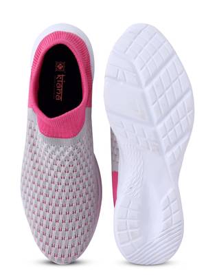 Kiana Women's Grey Pink Canvas Knitted Round Sneaker 2