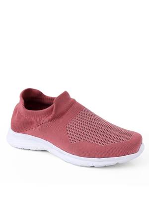 Kiana Women's Peach Canvas Knitted Round Sneaker 1
