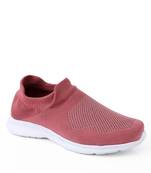 Kiana Women's Peach Canvas Knitted Round Sneaker