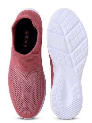 Kiana Women's Peach Canvas Knitted Round Sneaker 2