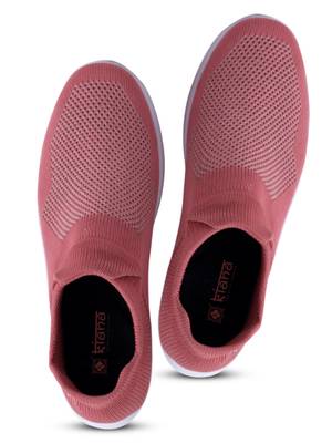 Kiana Women's Peach Canvas Knitted Round Sneaker 3