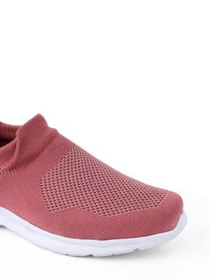 Kiana Women's Peach Canvas Knitted Round Sneaker 4