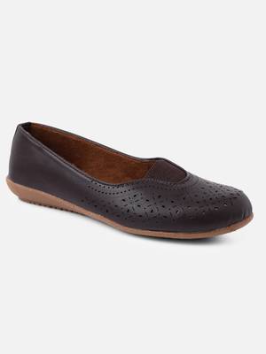 Kiana Women's Black Canvas Laser cut Round Shape Casual Bellies 4