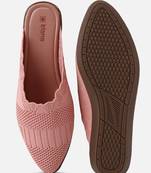 Kiana Women's Pink Synthetic Knitted Pointed Shape Casual Bellies