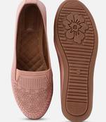 Kiana Women's Pink Canvas Laser cut Round Shape Casual Bellies
