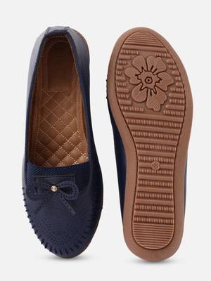 Kiana Women's Blue Canvas Laser cut Round Shape Casual Bellies 1