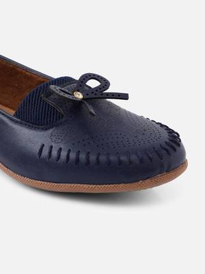 Kiana Women's Blue Canvas Laser cut Round Shape Casual Bellies 3