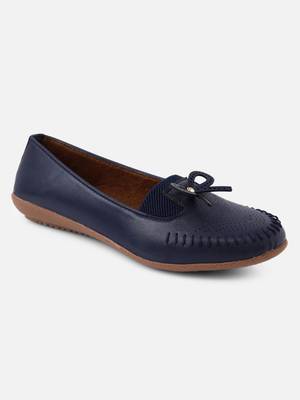 Kiana Women's Blue Canvas Laser cut Round Shape Casual Bellies 4