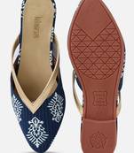 Kiana Women's Blue Synthetic Pointed Shape Printed Casual Bellies