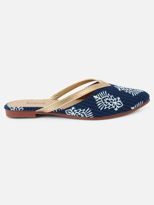 Kiana Women's Blue Synthetic Pointed Shape Printed Casual Bellies 3