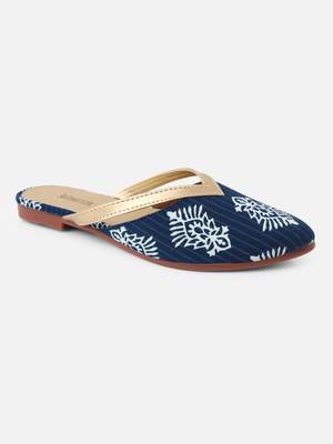 Kiana Women's Blue Synthetic Pointed Shape Printed Casual Bellies 4