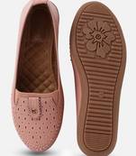 Kiana Women's Pink Canvas Laser cut Round Shape Casual Bellies