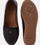 Kiana Women's Brown Canvas Laser cut Round Shape Casual Bellies