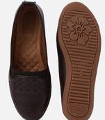 Kiana Women's Brown Canvas Laser cut Round Shape Casual Bellies