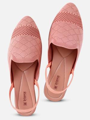 Kiana Women's Pink Synthetic Knitted Pointed Shape Casual Bellies 2
