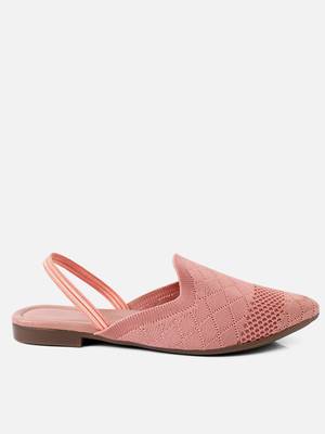 Kiana Women's Pink Synthetic Knitted Pointed Shape Casual Bellies 3