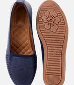 Kiana Women's Blue Canvas Laser cut Round Shape Casual Bellies