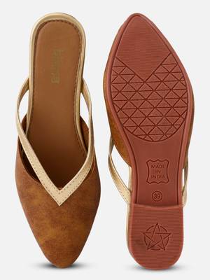Kiana Women's Brown Synthetic Pointed Shape Printed Casual Bellies 1