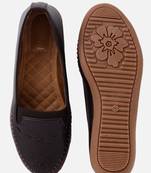 Kiana Women's Brown Canvas Laser cut Round Shape Casual Bellies