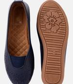 Kiana Women's Blue Canvas Laser cut Round Shape Casual Bellies