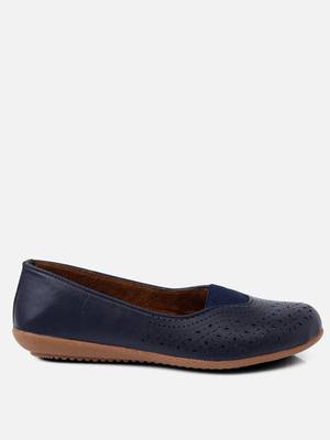 Kiana Women's Blue Canvas Laser cut Round Shape Casual Bellies 3