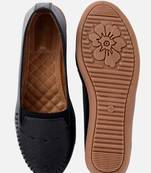 Kiana Women's Black Canvas Laser cut Round Shape Casual Bellies