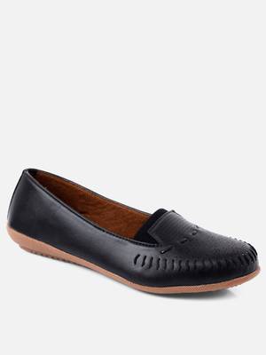 Kiana Women's Black Canvas Laser cut Round Shape Casual Bellies 4
