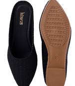 Kiana Women's Black Canvas Embroidered Pointed Shape Casual Bellies