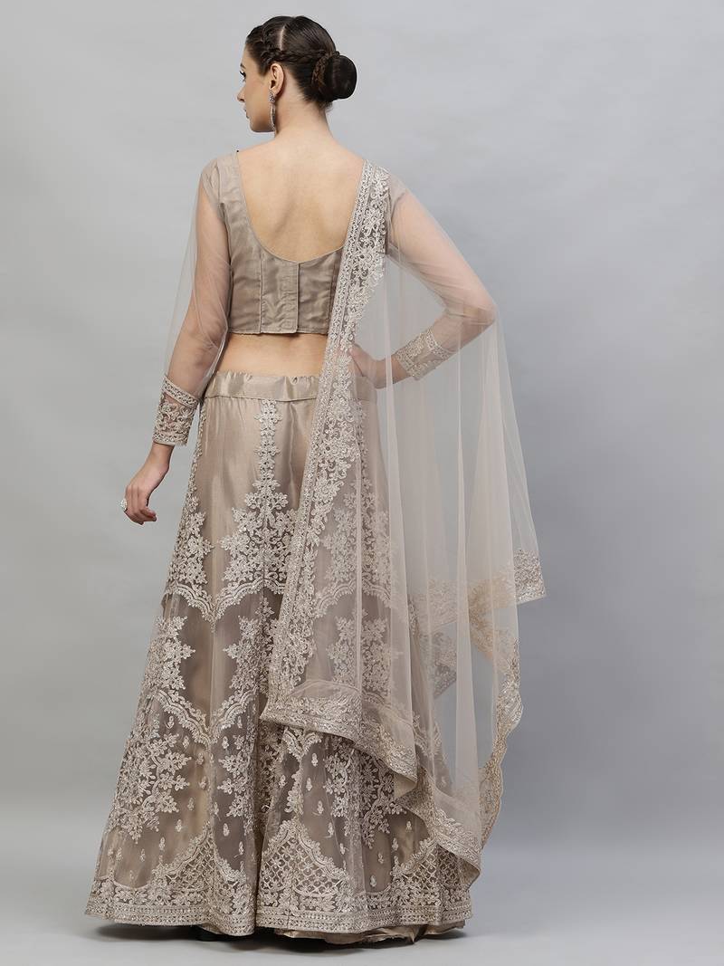 Dreamy Ombre Brown Net Sequins Lehenga Choli with Elegant Dupatta
