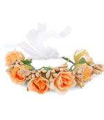 Floral Orange & Golden Fabric Handmade Wrist Band Bracelet for Women/Men/Kids