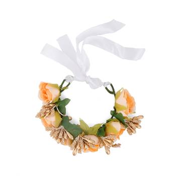 Floral Orange & Golden Fabric Handmade Wrist Band Bracelet for Women/Men/Kids 2