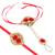 Red Floral Fabric Handmade Wrist band Bhaiya Bhabhi Sister Rakhi Hathphool Handharness
