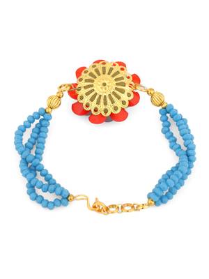 Multi-Color Flower Shape With Chain Handmade Wrist band/Bracelet for GirlsWomen - Pack Of 3 3