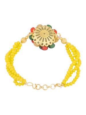Multi-Color Flower Shape With Chain Handmade Wrist band/Bracelet for GirlsWomen - Pack Of 3 4