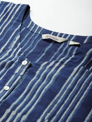 Blue printed cotton long-dresses 2