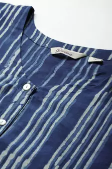 Blue printed cotton long-dresses