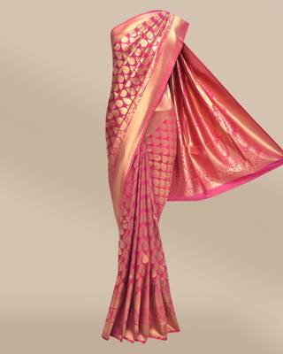 CLASSICATE from the house of The Chennai Silks Magenta Gold-Toned Art Silk Saree With Running Blouse 1