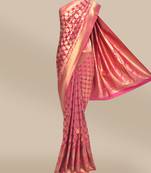 CLASSICATE from the house of The Chennai Silks Magenta Gold-Toned Art Silk Saree With Running Blouse