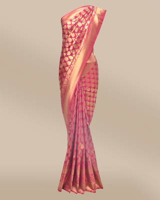 CLASSICATE from the house of The Chennai Silks Magenta Gold-Toned Art Silk Saree With Running Blouse 2