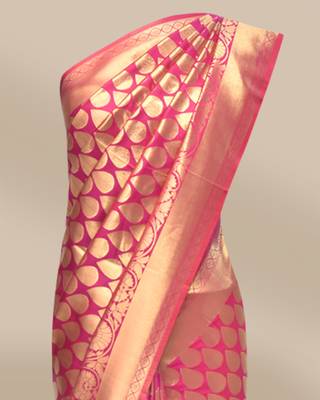 CLASSICATE from the house of The Chennai Silks Magenta Gold-Toned Art Silk Saree With Running Blouse 3