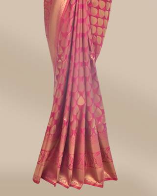 CLASSICATE from the house of The Chennai Silks Magenta Gold-Toned Art Silk Saree With Running Blouse 4