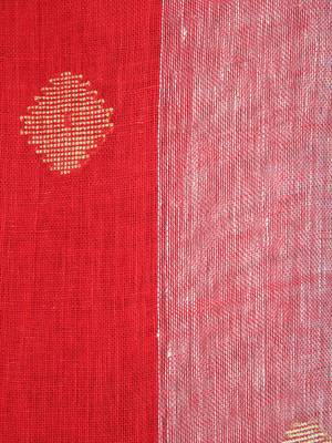 PinkLoom Women's Grey Hand_Woven Linen Saree With Blouse 4